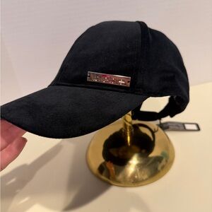 Bebe Black Suede Baseball Cap Adjustable NWT OS Bebe Silver Logo